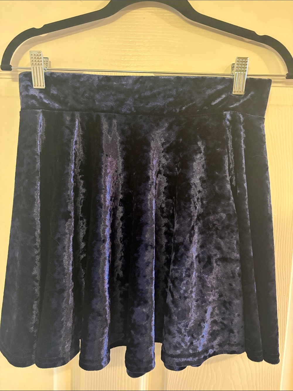 Whimsigoth Witchy Velvet Skater Skirt in Dark Purple